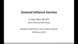 Feb 23, 2022 ACIP Meeting - Influenza Vaccine & Hepatitis Vaccine