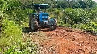 Modified tractor into a bush dozer and leveling palm path - Landini Tractor DT85 Transporter 4WD