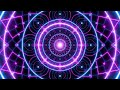 Motion Graphic 4K Background of Glowing Neon Light Heart Geometric Mandala Kaleidoscope