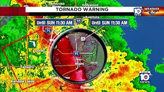 Severe weather passes through downtown Miami