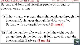 2008 Maths Extension 1 HSC Q4b Find number of ordered arrangements with restrictions / conditions