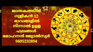 ജാതകത്തിൽ ഗുളികൻ 12 ഭാവങ്ങളിൽ നിന്നാൽ ഉള്ള ഫലങ്ങൾ. മോഹനൻ ജ്യോൽസ്യർ / 9605232894.