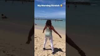 My Morning Beachfront Stretch! #stretching #beach #beachlife #honolulu #beachgoddess #morning #flex