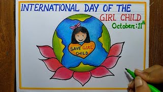 International Day Of The Girl Child poster Drawing, Oct-11th| How to draw save girl child drawing