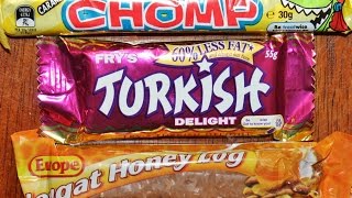 From Australia: Caramel Chomp, Europe Nougat Honey Log \u0026 Fry’s Turkish Delight Review