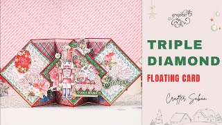TRIPLE DIAMOND FLOATING CARD TUTORIAL + FREE TEMPLATE using @graphic45papers by Crafter Sabaa