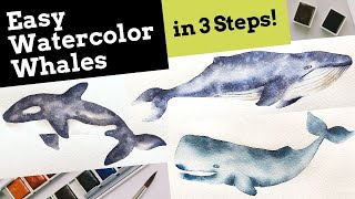 Beginner Watercolor Tutorial How to Paint Three Whales