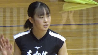 女子バレーボール 佐藤彩夏 東京女子体育大学 試合前アップ vs松蔭大学