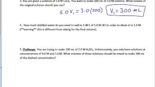 03   The Dilution Solution   Worksheet Key