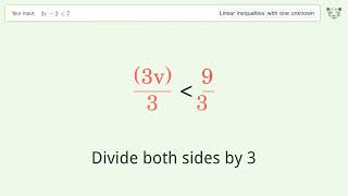 3v-2 less than 7 - Solve linear inequalities with one unknown