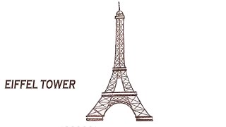 How to draw  eiffel tower step by step