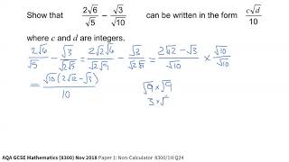 GCSE Maths - Surds and algebraic fraction question!