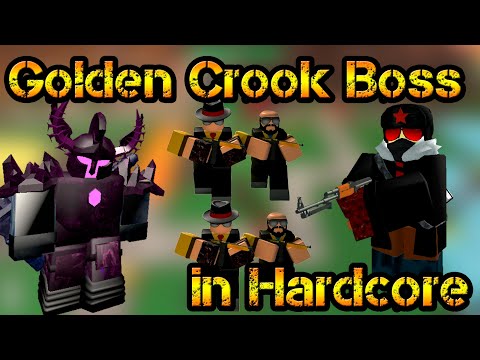 Golden Crook Boss and Support in Hardcore Mode Roblox Tower Defense Simulator