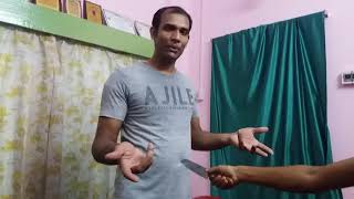 Marma Kala simple technique to disarm person with knife attacking on vital points(India) 8337068194.