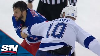 Lightning's Corey Perry Squares Off With Rangers' Vincent Trocheck For Spirited Tilt