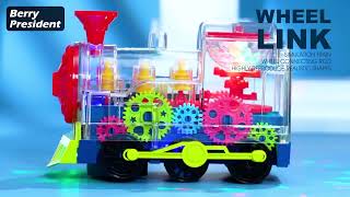 Berry President Transparent Electric Gear Train Toy with Flashing Lights and Music