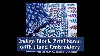 Hand Embroidered Indigo Dabu Sarees | Indigo Sarees | Mul Cotton Sarees |New Collections