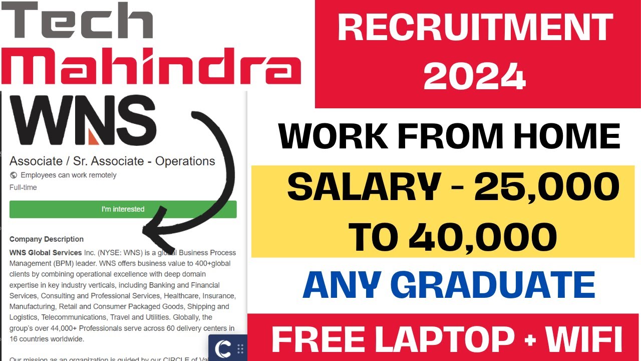 Tech Mahindra Recruitment 2024 | Work From Home | Any Graduate | Any ...