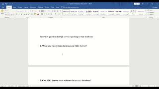 Top SQL Server Interview Questions on System Databases | Master Your DBA Interviews