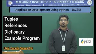 Tuple, Dictionary in Python | Vth Sem | CSE | 18CS55 PYTHON | Module 2 | Session 03