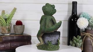 Ebros Whimsical Green Thumb Frog Holding Welcome To Our Garden Shovel Figurine