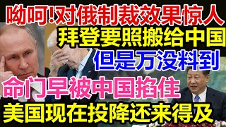 对俄罗斯制裁效果不错，拜登要照搬给中国，但是万没料到、命门早被中国掐住、美国现在投降还来得及、