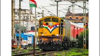 UNIQUE TRI COLOUR BAND/ YELLOW SHUNTER ENGINE SHUNTS EMPTY LHB COACHES AT YARD WDS6 36100