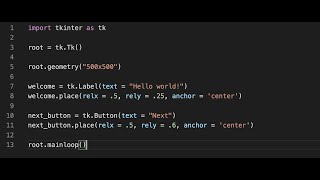 Basic GUI programming in Python with Tkinter | How to make a button, make text, and center it!
