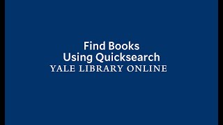 Find Books Using Quicksearch