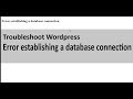 [Fix] Wordpress Error establishing a database connection
