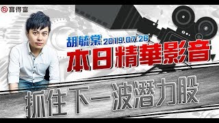 胡毓棠 股海淘金【抓住下一波潛力股】影音分析2019/07/26