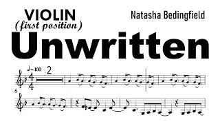 Unwritten Violin Sheet Music Backing Track Partitura Natasha Bedingfield