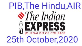 25 October 2020 The Indian Express Analysis #PIB #TheHindu #upsc #IAS #dailycurrentaffairs #Revision