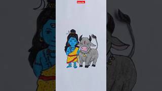 Nandi with little mahadev drawing #shorts #shortsviral