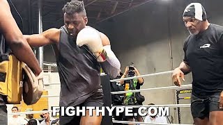 FRANCIS NGANNOU RIPS KNOCKOUT SHOT THAT MIKE TYSON TEACHES HIM; FIRST LOOK TRAINING FOR TYSON FURY