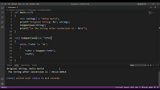 How to convert a String to Uppercase Using a Pointer in C