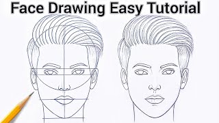 How to draw face for Beginners / EASY WAY TO DRAW A BOY FACE
