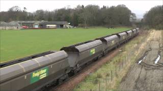 Ex DRS 66413 Scottish Freightliner coal workings to Longannet during January and February 2012