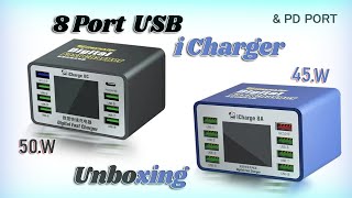 MECHANIC ICHARGE 8A/8C 8-PORT USB SMART DIGITAL DISPLAY FAST CHARGER SUPPORTS QC3.0/PD  #UNBOXING