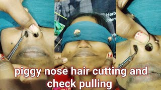 Blindfold piggy nose hair cutting \u0026 check pulling ।check pulling challange @juthikasmakeover