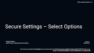 AVCDL secure settings - select options