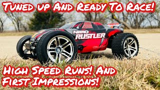 Traxxas | Nitro Rustler | first tune up, high speed runs! And first impressions!