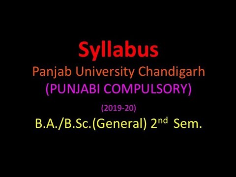 Syllabus: BA.,B.SC. 1st Year 2nd Semester Punjabi Compulsory 2019-2020, Panjab University Chd ...