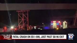 Fatal crash shuts down I-595 in Dania Beach