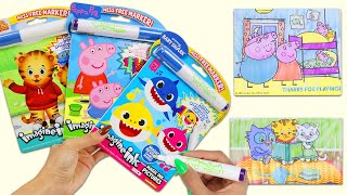 Imagine Ink 3 Pack Peppa Pig, Daniel Tiger, and Baby Shark Activity Coloring Book with Magic Ink!