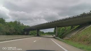 Motorway of France between Colmar and Mulhouse, Haut-Rhin, Alsace, France.