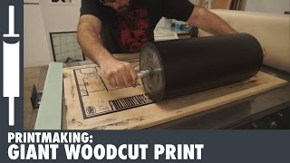 Giant woodcut print of a CNC machine! Made for NYC CNC