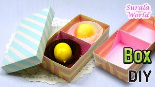 Chocolate Box DIY, 2 Sections Gift Box Origami : Box, Divider, Lid