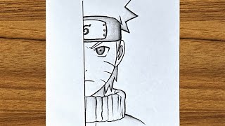 How to draw Naruto half face step by step || Easy drawing ideas for beginners || Easy anime drawing