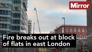 Fire breaks out at block of flats in east London